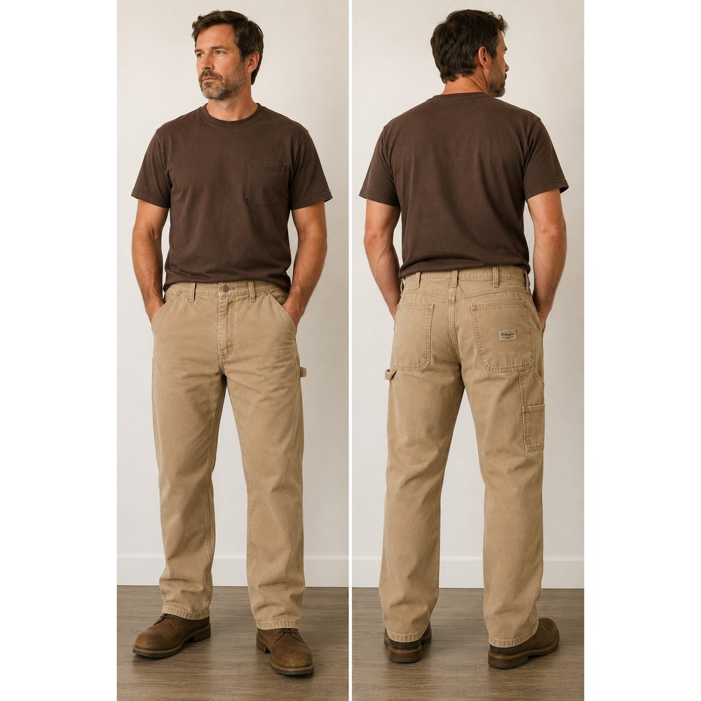 Wrangler Authentic Issue Mens 34x30 Carpenter Brown Jeans Pants 94LSWAO Canvas